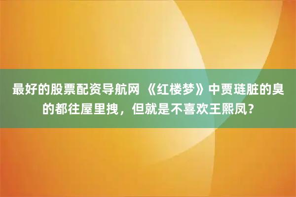 最好的股票配资导航网 《红楼梦》中贾琏脏的臭的都往屋里拽，但就是不喜欢王熙凤？